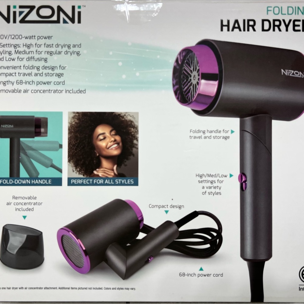 Nizoni Compact Design Folding Hair Dryer 1200W